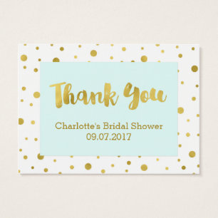 Cartes De Visite Bleu Gold Confetti Fête des mariées Favoriser les