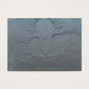 Cartes De Visite Bleu gris de relief de visage de chat de regard