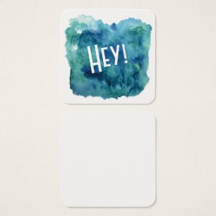 Cartes De Visite Bleu, Vert, Aquarelle Turquoise avec "Hey !"