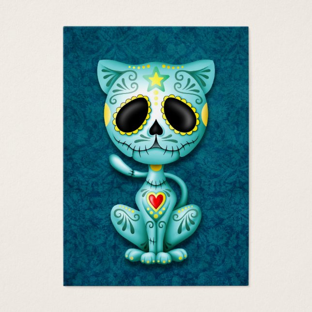 Cartes De Visite Bleu Zombie Sucre Kitten (Devant)