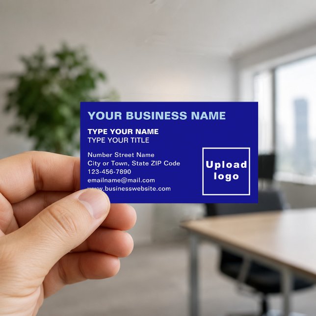 Cartes de visite bleues alignées à gauche (Front of the business card)