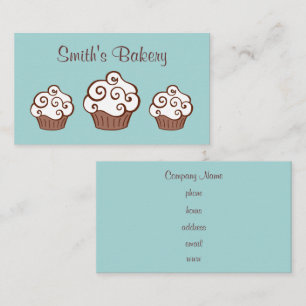 Cartes de visite bleues pour boulangerie de cupcak