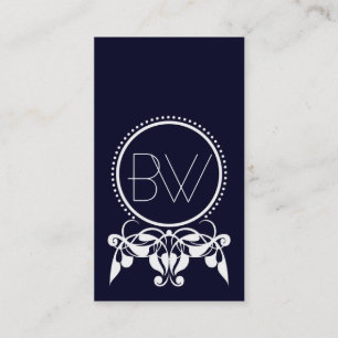 Cartes de visite [bleus] de Flourish de monogramme