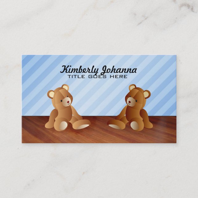 Cartes de visite bleus de nounours (Devant)