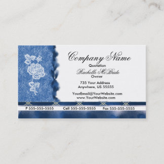 Cartes de visite bleus élégants de rose blanc de