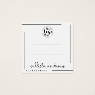 Cartes De Visite Bloc noir blanc du script Logo Hair Clips Display