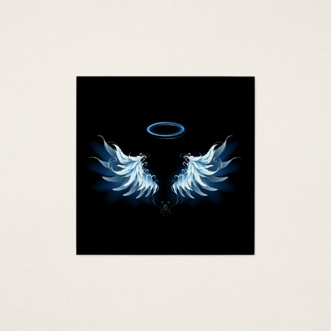 Cartes De Visite Blue Glowing Angel Wings on black background (Devant)