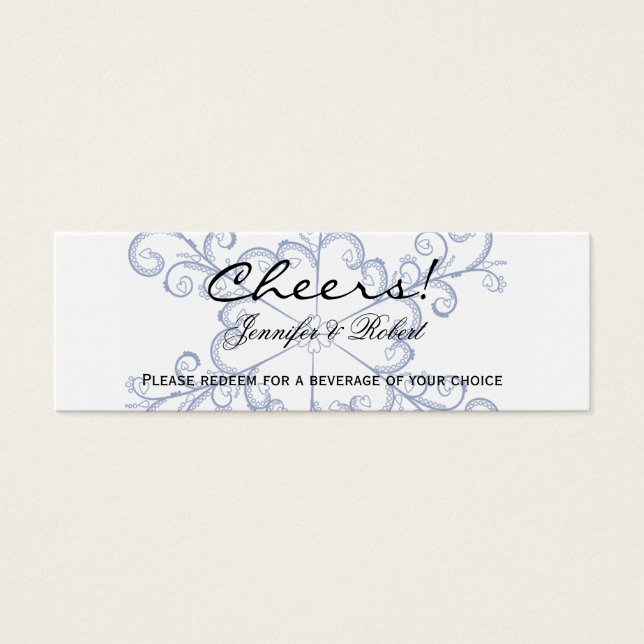 Cartes De Visite Blue Heart Snowflake Mariage Boire Billets (Devant)