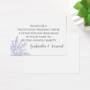 Cartes De Visite Blue Snowflake Mariage d'hiver Charité Favoriser