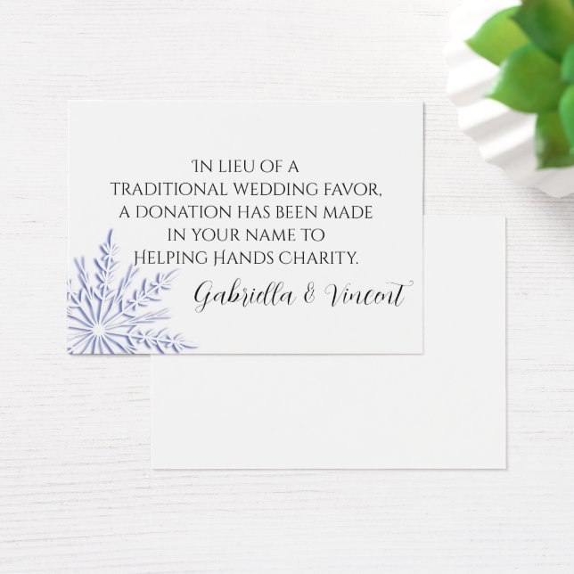 Cartes De Visite Blue Snowflake Mariage d'hiver Charité Favoriser (Bureau)