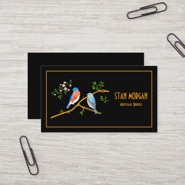 Cartes de visite Bluebirds Noires (Devant/Arrière en situation)