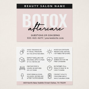 Cartes De Visite Blush Botox Injection Aftercare Instruction Card