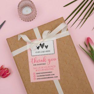 Cartes De Visite Blush Calligraphy Your Logo Thank You For Shopping