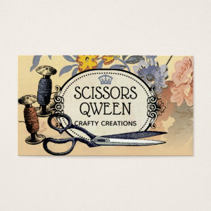 Cartes De Visite bobines de couture de fil de ciseaux d'ouvrière