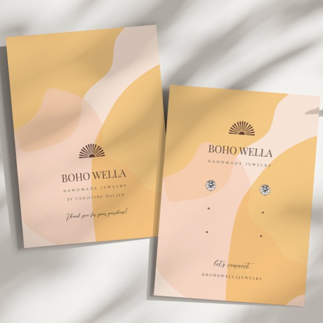 Cartes De Visite Boho Abstrait Shapes Earring Display avec logo (Créateur téléchargé)