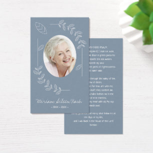 Cartes De Visite Boho Botanique Dusty Blue Photo Funeral Card