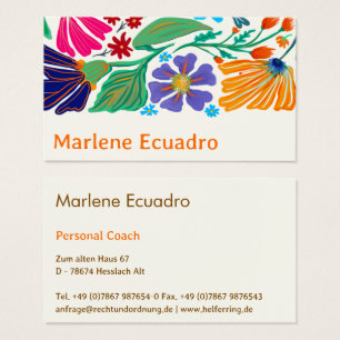 Cartes De Visite Boho Chic Rétro Fleur Motif Artisanal
