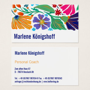 Cartes De Visite Boho Chic Rétro Fleur Motif Artisanal