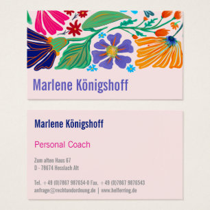 Cartes De Visite Boho Chic Rétro Fleur Motif Artisanal