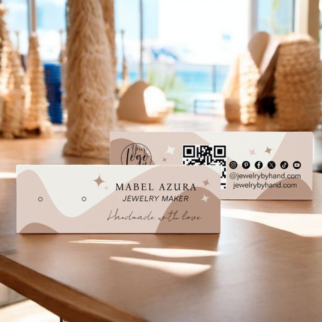 Cartes De Visite Boho chic ton de terre Bijouterie fabricant de log (Boho chic earth tone Jewelry maker Qr logo earring)
