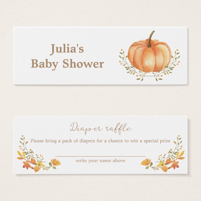 Cartes De Visite Boho Citrouille Automne Automne Baby shower Diaper (Devant & derrière)