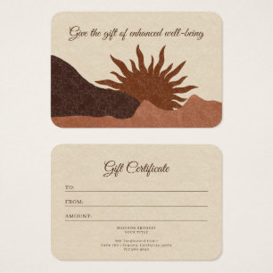 Cartes De Visite Boho Desert Sun Wellness Business Cadeau Certifica