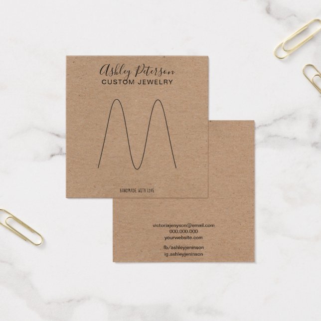 Cartes De Visite Boho Ecran à anneau brun rustique (Bureau)