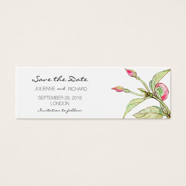 Cartes De Visite Boho Floral abordable Enregistrer la date Mini Car (Devant)