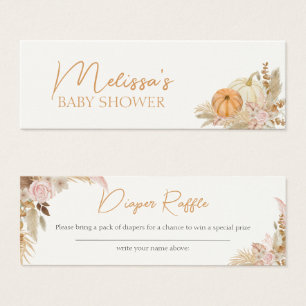 Cartes De Visite Boho Floral Citrouille Baby shower Déchets Raffle