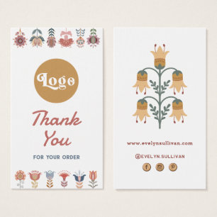 Cartes De Visite boho folk art fleurs paquet insérer