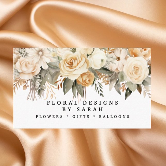 Cartes de visite Boho Gold et Champagne Flowers (Créateur téléchargé)