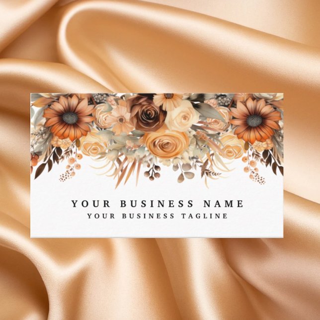 Cartes de visite Boho Gold et Champagne Flowers (Créateur téléchargé)