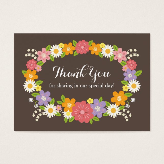 Cartes De Visite Boho Rustic Floral Mariage (Devant)