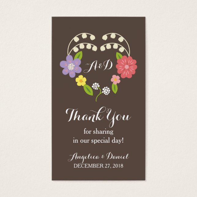 Cartes De Visite Boho Rustic Floral Mariage (Devant)