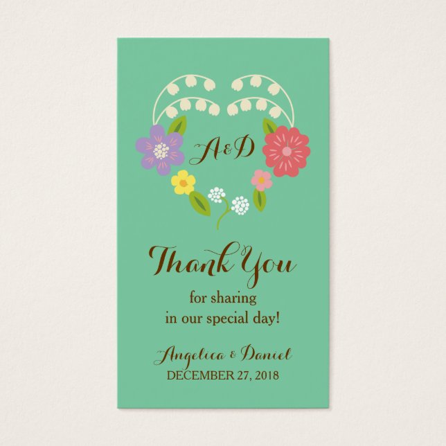 Cartes De Visite Boho Rustic Floral Wreath Mariage (Monnaie) (Devant)