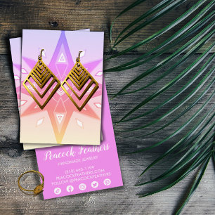 Cartes De Visite Boho Stars Earring Necklace Jewelry Display Card