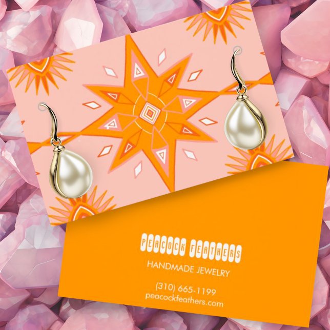 Cartes De Visite Boho Stars Écouter Collier Bijoux Display Card (Customize these jewelry display cards with your business details and logo)