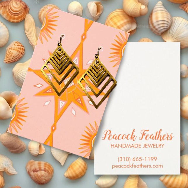 Cartes De Visite Boho Stars Écouter Collier Bijoux Display Card (Créateur téléchargé)