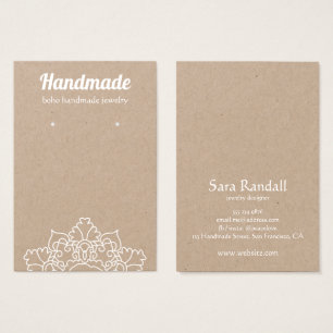 Cartes De Visite Boho White Mandala Rustic Kraft Earring Display