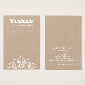 Cartes De Visite Boho White Mandala Rustic Kraft Earring Display
