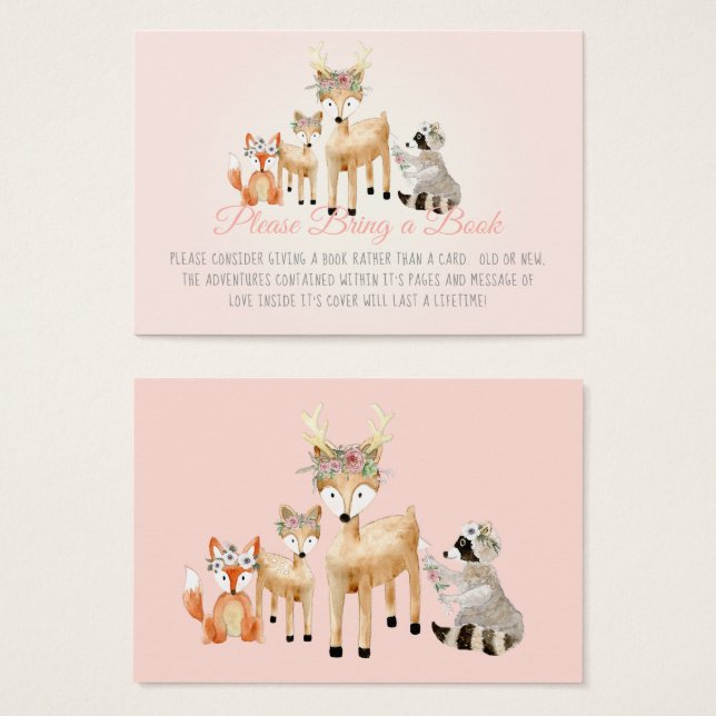 Cartes De Visite Boho Woodland Deer Raccoon Fox Livre à la place Ca (Devant & derrière)