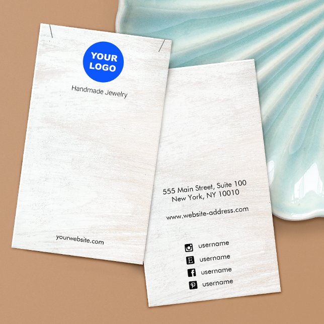 Cartes De Visite Bois blanc Ajouter logo Pendentif écran (Créateur téléchargé)