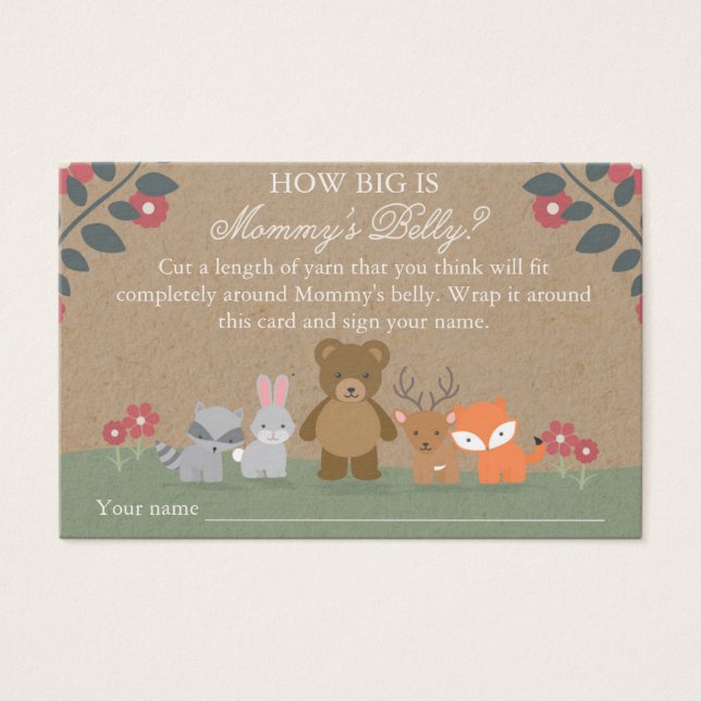 Cartes De Visite Bois Florals Baby shower Mommy's Belly Jeu (Devant)