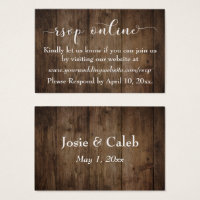 Bois rustique & Mariage de script RSVP Insertions 