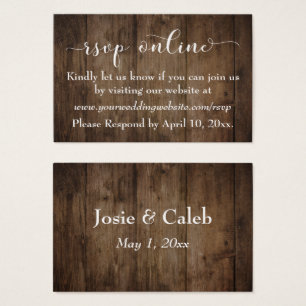 Cartes De Visite Bois rustique & Mariage de script RSVP Insertions