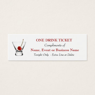 Cartes De Visite Boissons Gratuites Billet Bar Événements Spéciaux