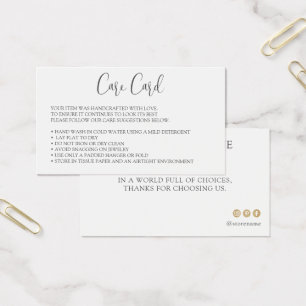 Cartes De Visite Boîtier de soins de vêtements Instructions modifia