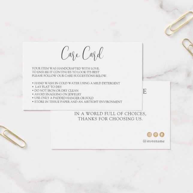 Cartes De Visite Boîtier de soins de vêtements Instructions modifia (Bureau)