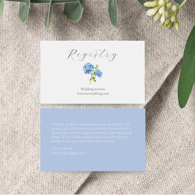 Cartes De Visite Boîtier du registre Mariage Dusty Blue Hydrangea (Créateur téléchargé)