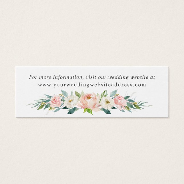 Cartes De Visite Boîtier du site Web de Mariage floral rose pâle (Devant)